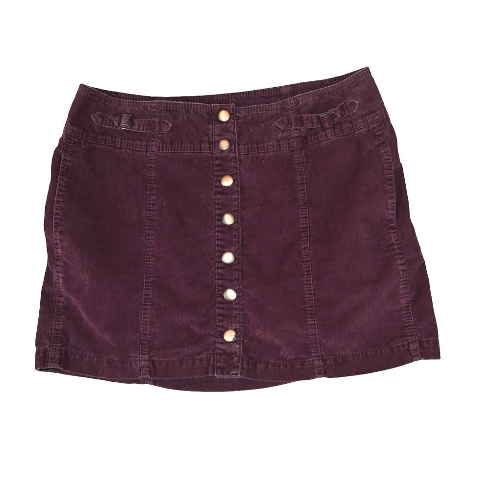 GAP Maroon Corduroy Button Mini Skirt Y2K 2004 Utility Style Size 16